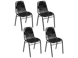 vidaXL Cadeiras de jantar 4 pcs couro genuíno preto