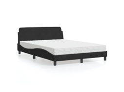 Vidaxl Cama Com Colchão Dover 140x190 Cm Veludo Preto