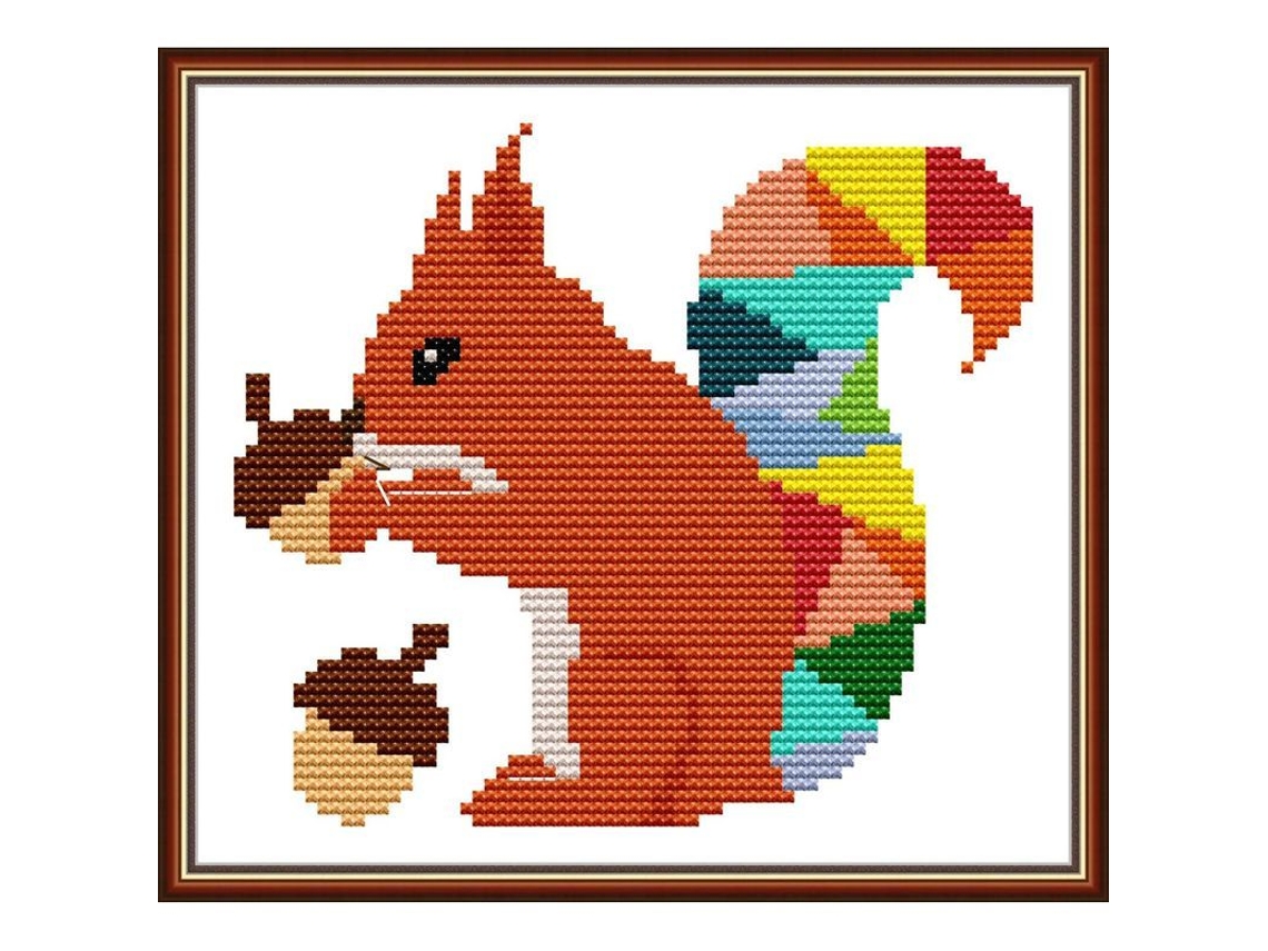 Kit De Ponto De Cruz Estampado Para Iniciantes Com Tela De Algodão 14ct 18×17cm