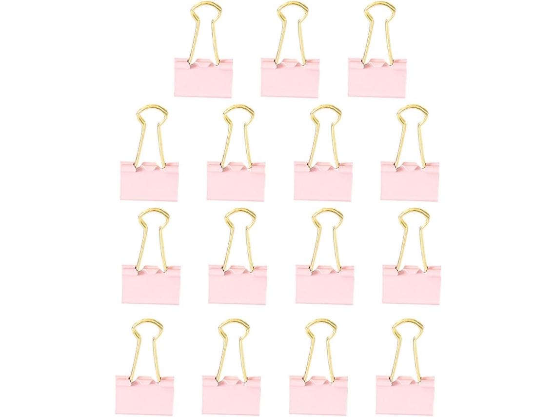 Conjunto de 15 alfinetes metálicos rosa, organizadores funcionais para pastas de papel, alfinetes simples e naturais.