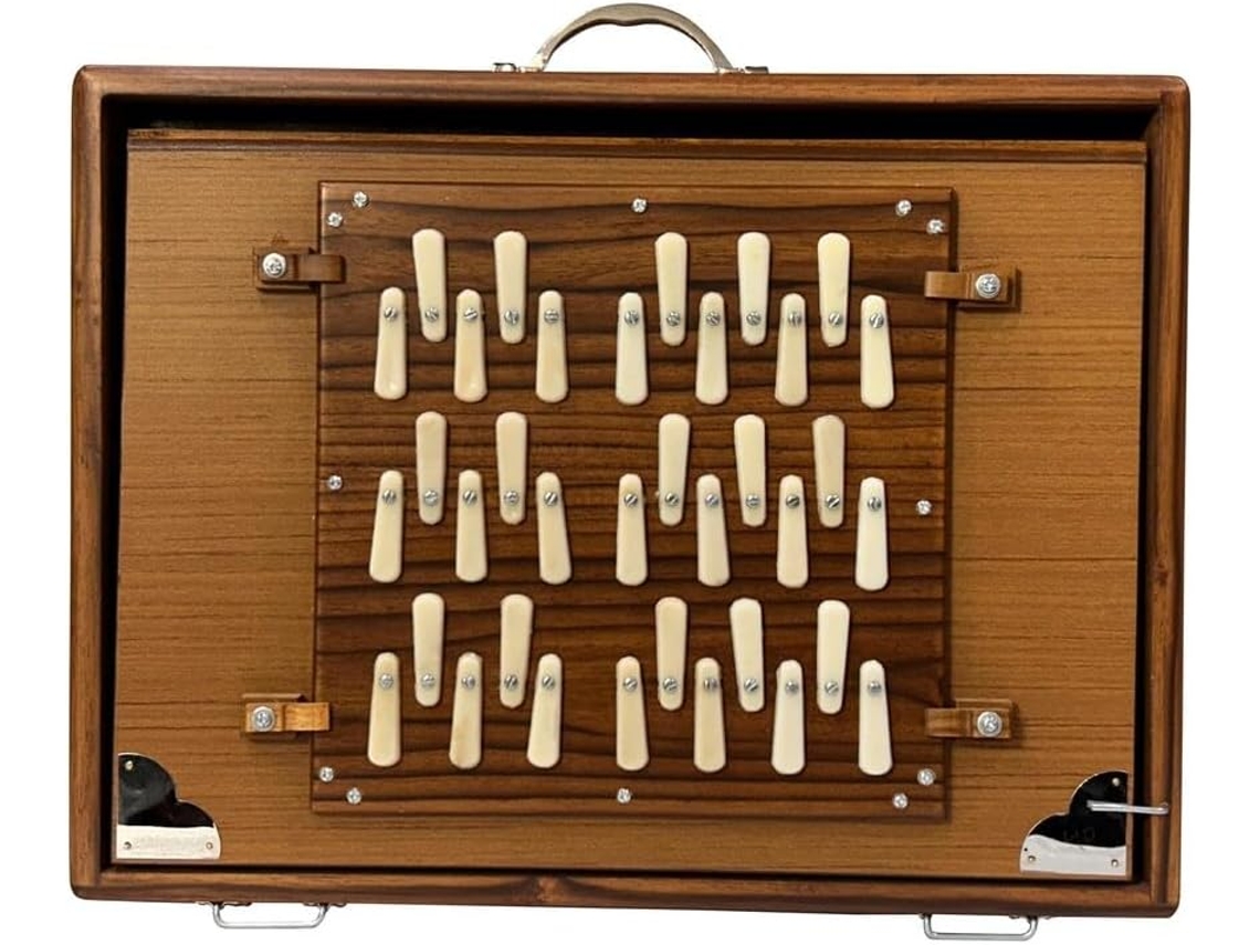 Shruti Box Grande 36 Teclas 3 Oitavas 440hz 432hz Com Pedal De Pé Em Madeira De Teca E Contraplacado 17x15x3 Polegadas