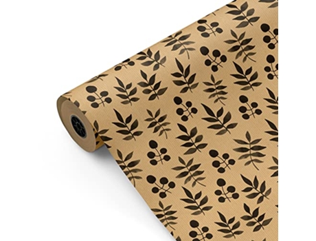 Bobina De Papel De Presente, Rolo Grande 62cm X 100m • Kraft Florzinhas • Ideal Para Lojas Negócios Comércio Fiesta Paper