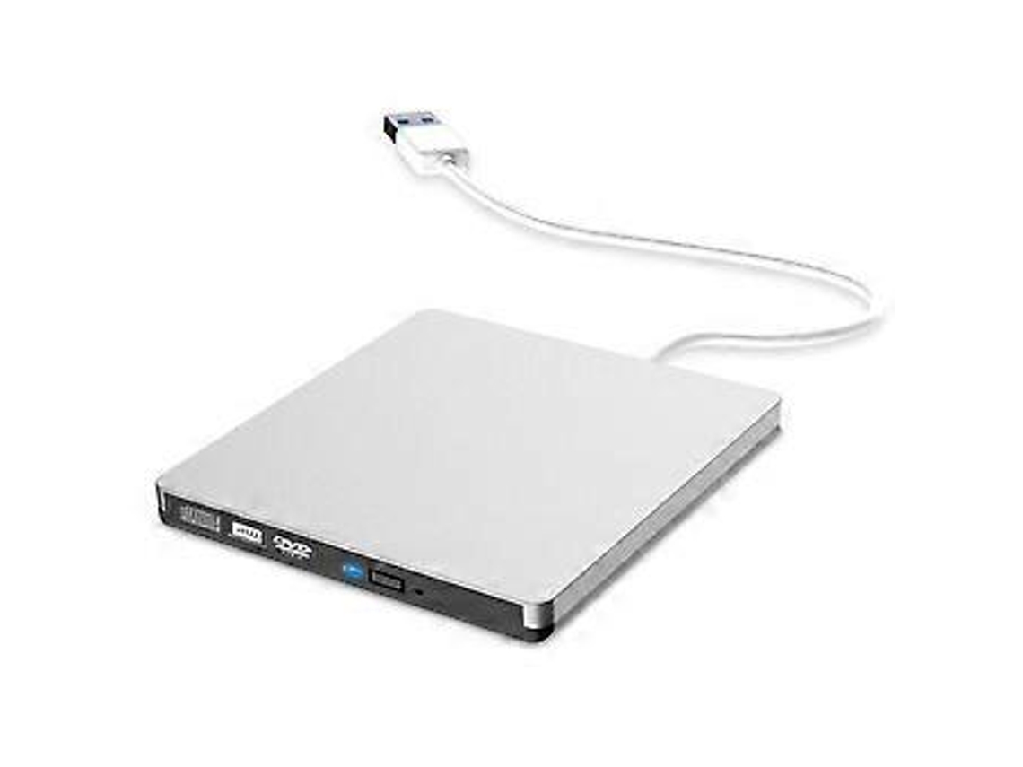 Leitor De Cd Externo Usb 3.0, Bandeja De 12,7 Mm, Ultrafino, Dvd Rw, Unidade Óptica, Gravador Para Computador, Laptop, Pc Slowmoose (prata)