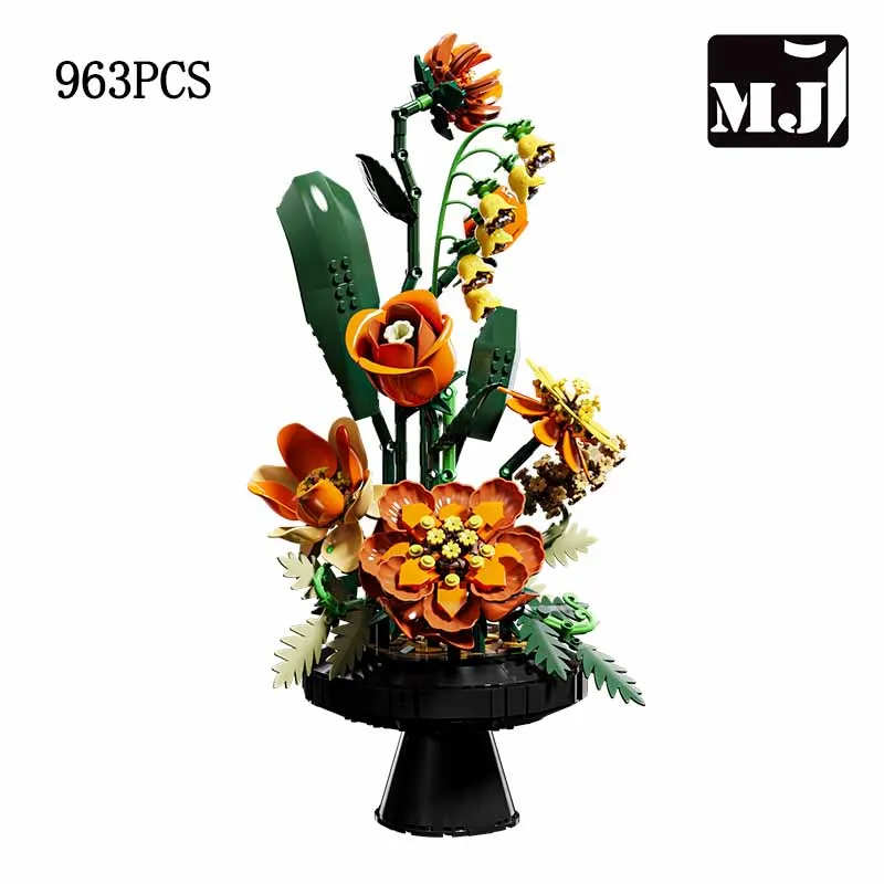 Conjunto De Blocos De Montar De Flores Artificiais - Decoração De Casa Faça Você Mesmo
