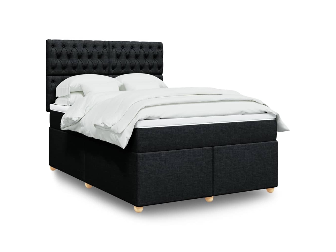 Vidaxl Cama Com Molas/colchão 140x190 Cm Tecido Preto