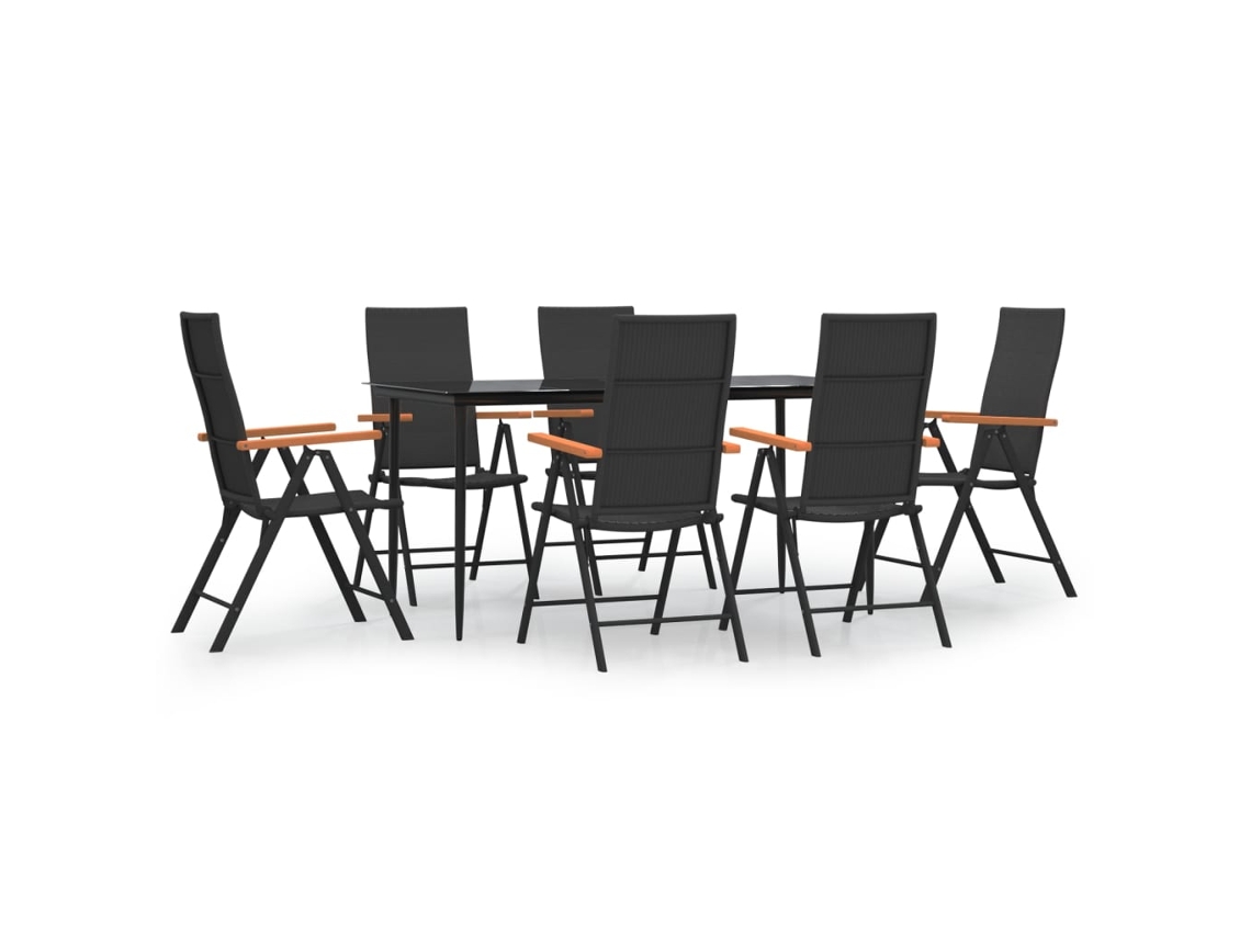 Maison Exclusive - 7 Pcs Conjunto De Jantar Para Jardim Vime Pe Castanho