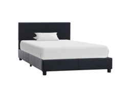 Vidaxl Estrutura De Cama 90x200 Cm Couro Artificial Preto