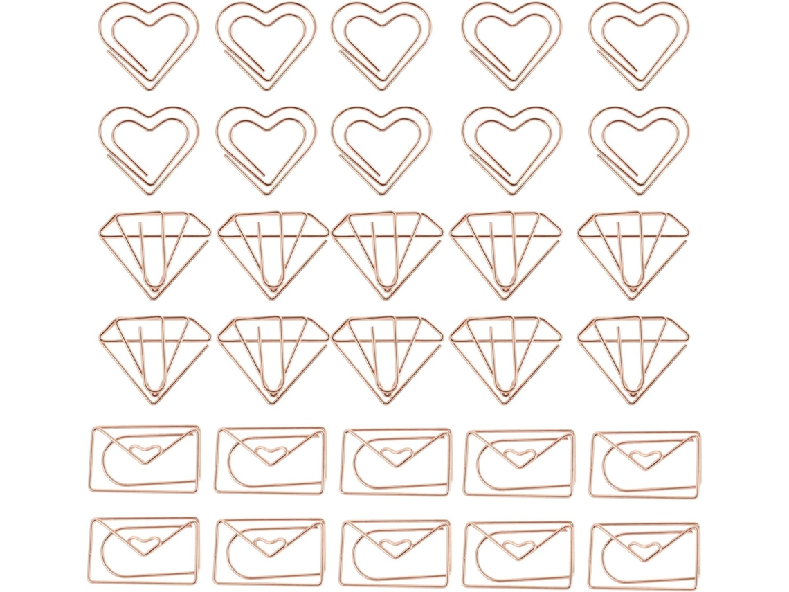 Baluue 30 clipes de papel pequenos e decorativos em formato de coração dourado, pacote com 30 unidades para organização e