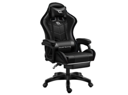 Cadeira Gaming Powergaming com Alto-Falante Bluetooth e Massagem Apoio para Os Pés Preto