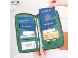 Carteira Porta-passaporte Familiar Com Zíper, Proteção Rfid Em Couro, Ideal Para Viagens A Negócios, Uso Diário, Passeios Em Família, Etc. Cor Verde