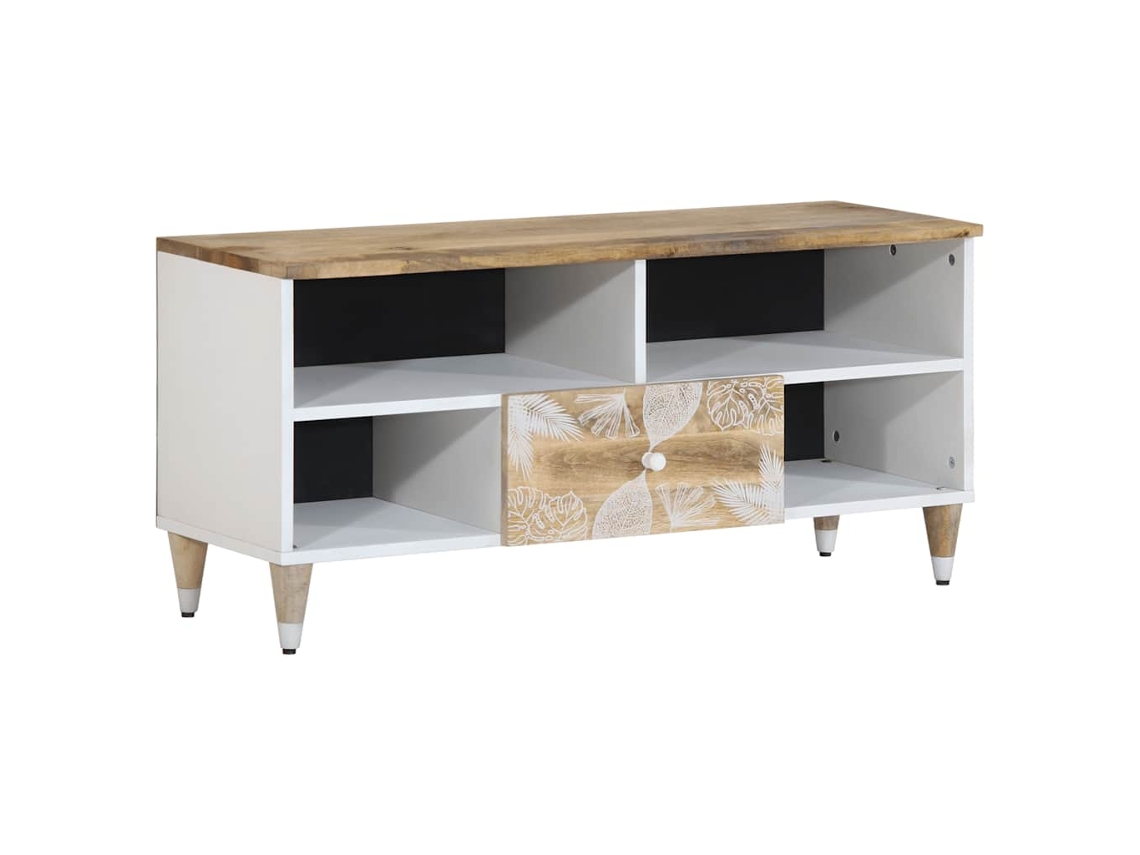 Vidaxl Móvel De Tv 100x33,5x46 Cm Madeira De Mangueira Maciça