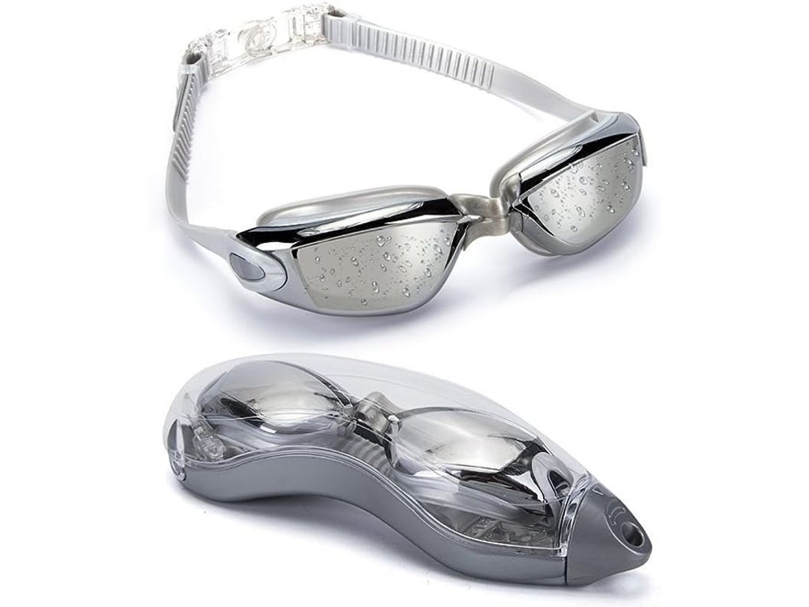 Gafas De Natação Impermeáveis De Silicone Anti-glare Com Estojo Ajustáveis Unisex Triatlão