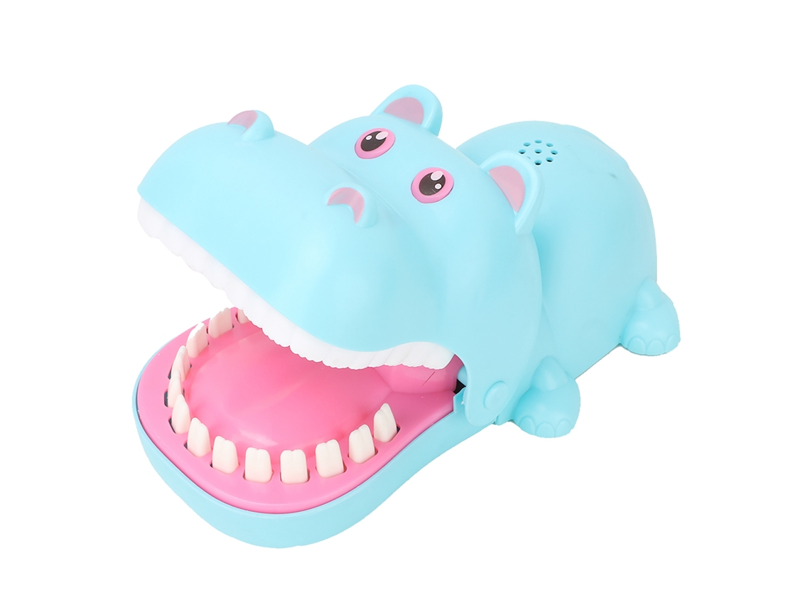 Mali brinquedo de Tabuleiro Bite Finger Hipopótamo Portátil Branco com Dentes Brinquedo Infantil Azul