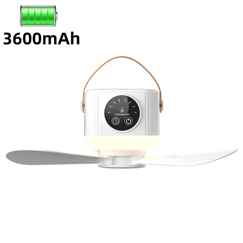 Ventilador de Teto Portátil (3600mah) Com Pás Removíveis, Resfriamento Silencioso, Indicado Para Camping Na Barraca Ao Ar Libre.