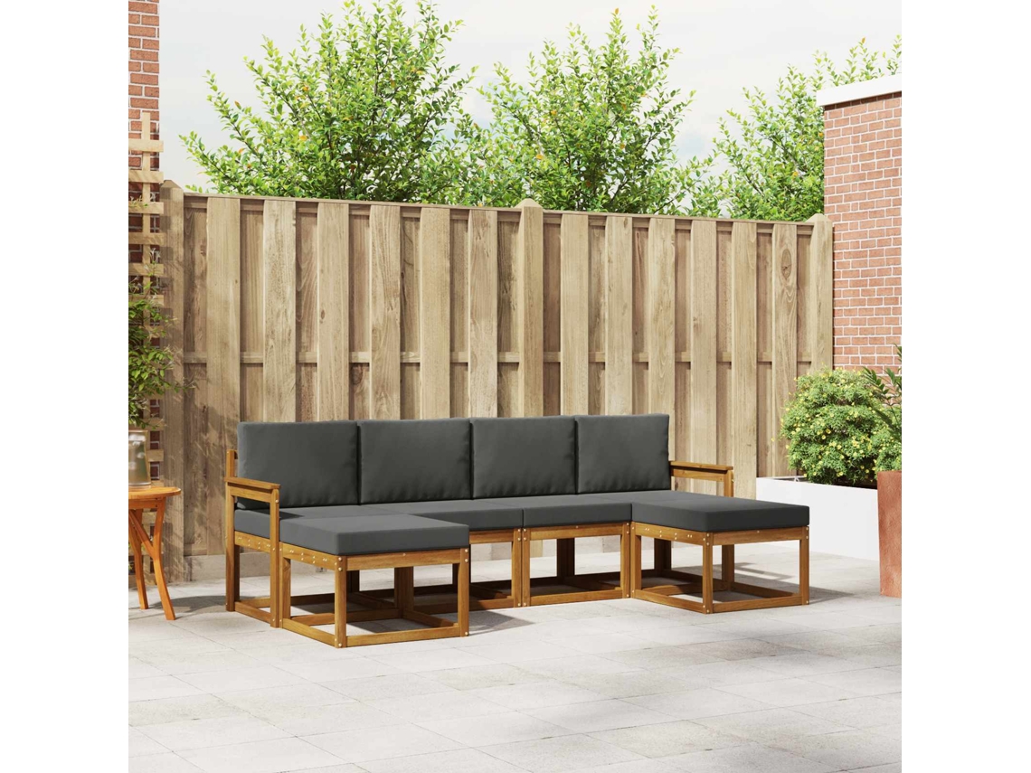 Vidaxl Conjunto De Sofás Para Exterior 6 Unid. Natural E Antracite