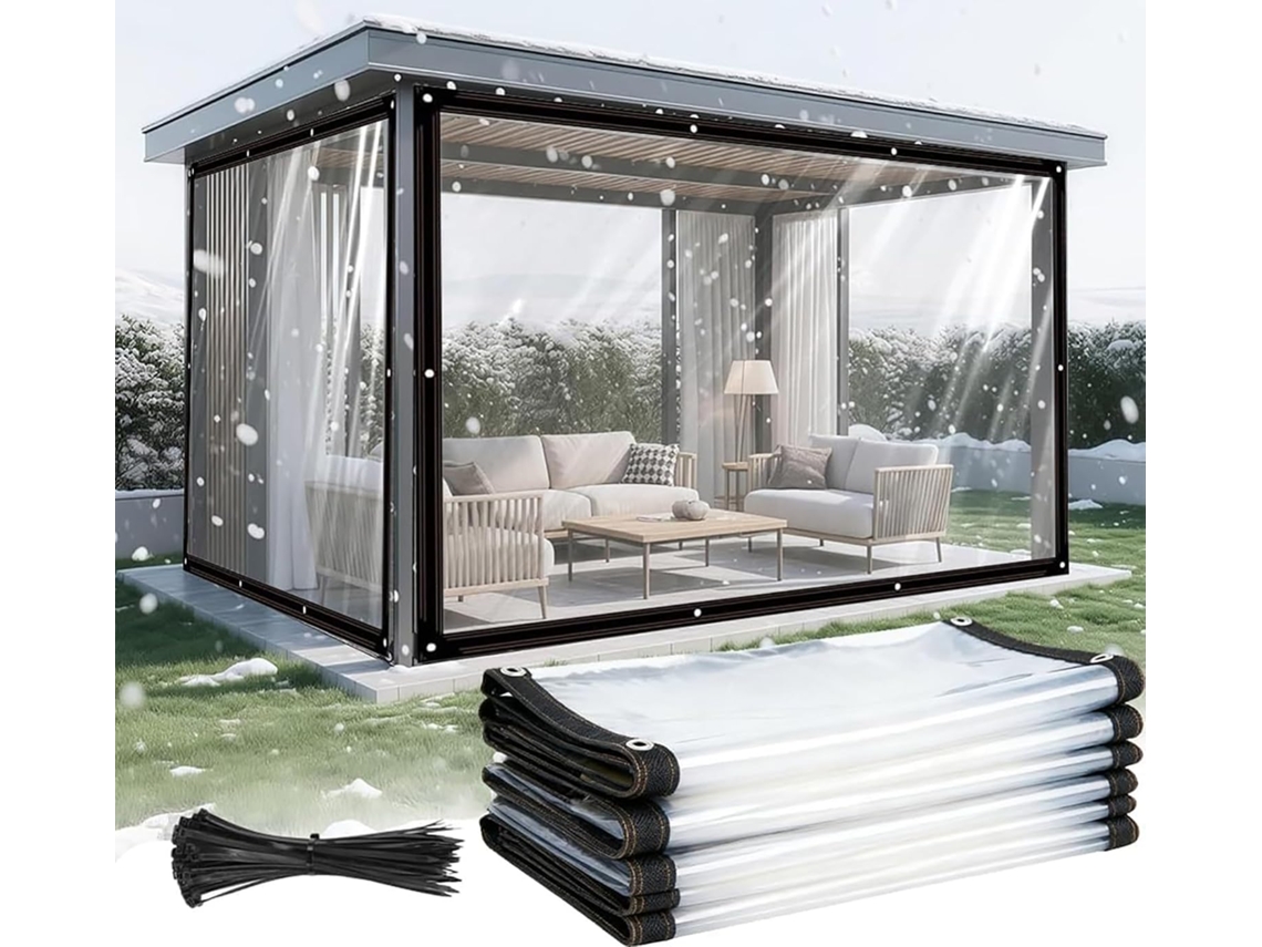 Waterproof Transparent Tarpaulin With Eyelets, Protective Cover For Garden Furniture, Suitable For Outdoor Use
