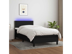 Vidaxl Cama Box Spring C/ Colchão E Led 100x200 Cm Tecido Preto