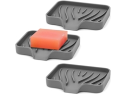 Pacote Com 3 Saboneteiras De Silicone, Porta Sabonetes, Saboneteira, Fácil De Limpar Zeuxo (cinza)