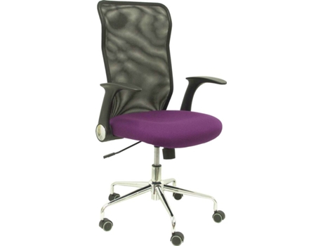 Silla de Oficina Minaya respaldo malla negro asiento bali morado