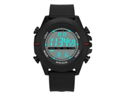 Relógio esportivo eletrônico com pulseira de silicone e visor LED vermelho