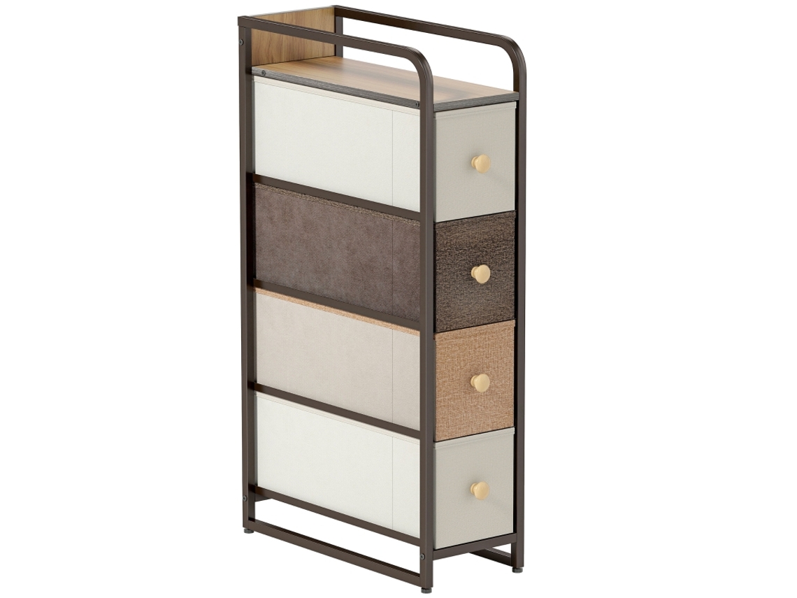 Cômoda 4 Gavetas Tecido Não Tecido Aço Multicolor 20x47x85cm