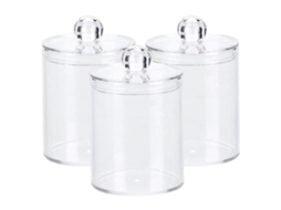 Conjunto De 3 Porta Cotonetes Pequenos, Pote Organizador De Maquiagem Transparente De 30 Cl, Dispensador Para Banheiro. Aquaforge