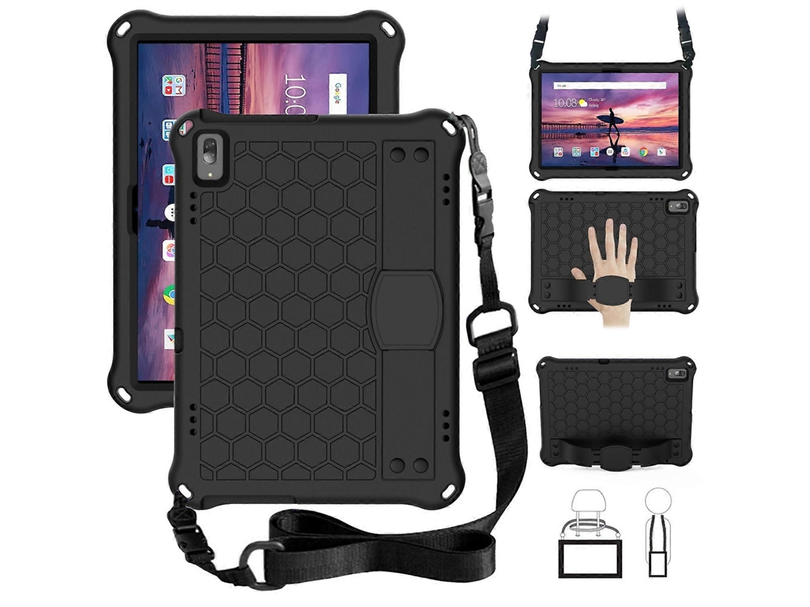 Capa Protetora Plana Com Design Em Favo De Mel Em Eva + Pc, Com Quatro Cantos Reforçados E Alça Integrada Para Lenovo Tab 4 10 Tb-x304f/n (preto + Pre