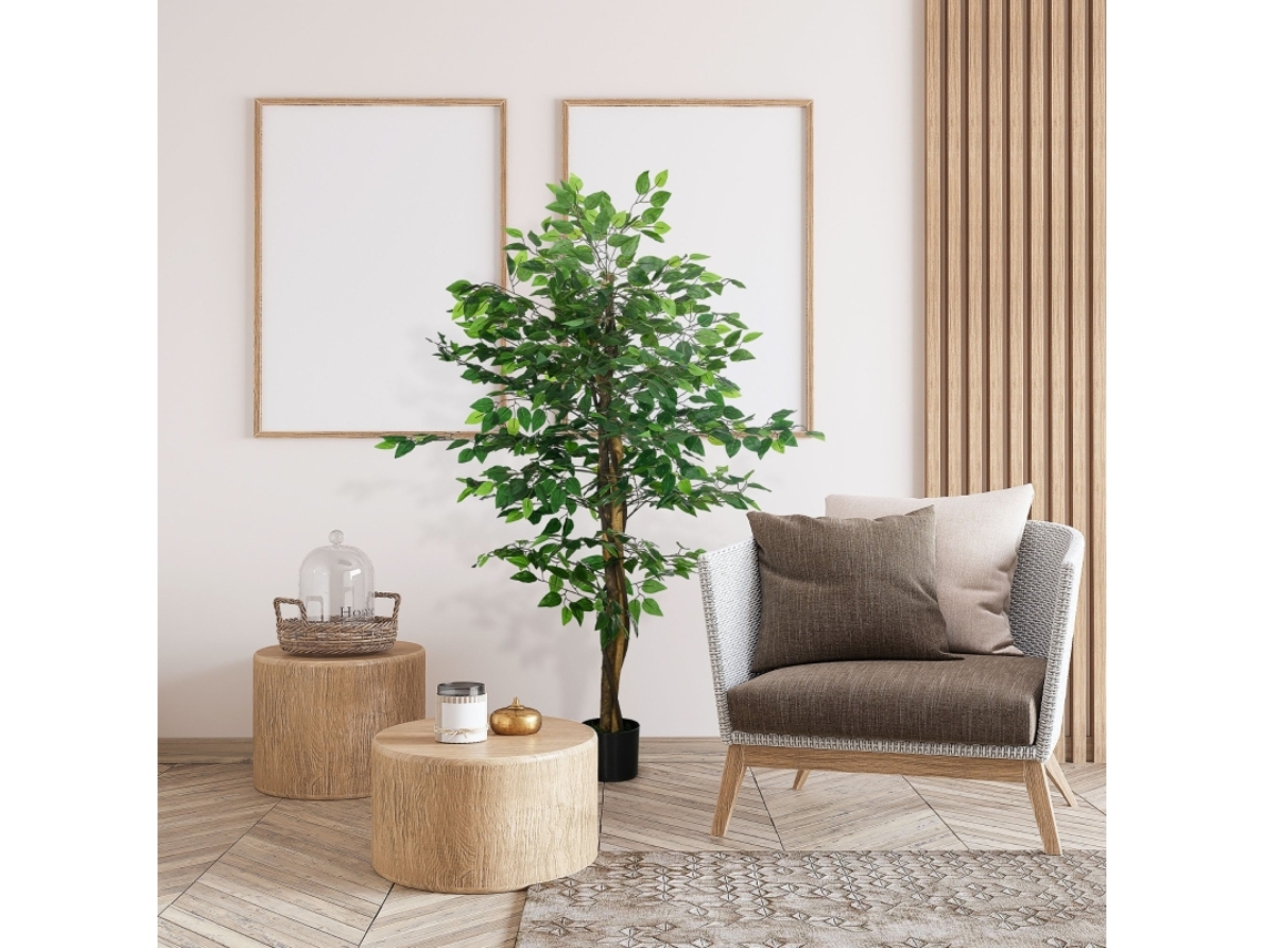 Planta Artificial De Ficus, Fiel À Realidade, 150 Cm De Altura, Com Vaso, Verde-kd