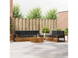 Vidaxl Conjunto De Sofás Para Exterior 6 Unid. Natural E Antracite