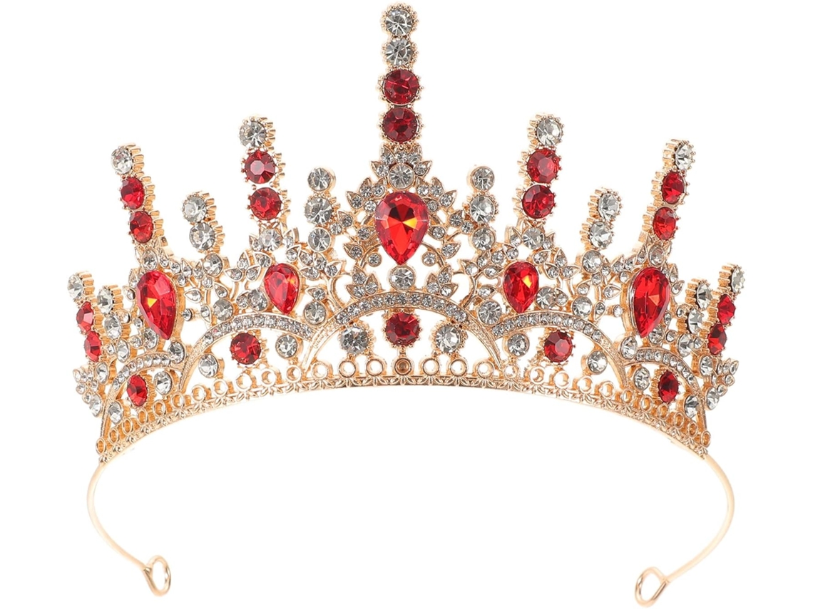 Tiara De Noiva Com Cristais De Strass Vermelhos, Tiara Real De Metal Leve, Faixa De Cabelo