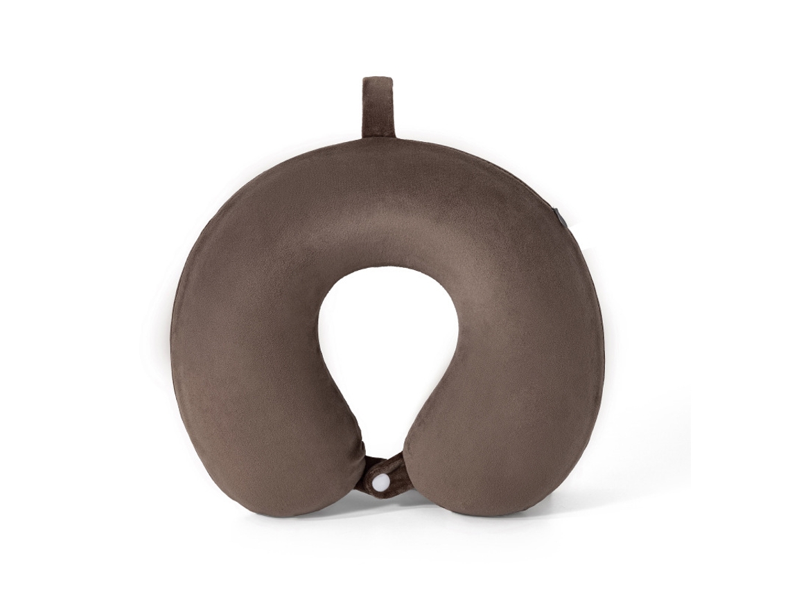 Suporte cervical portátil de espuma viscoelástica em formato U Slowmoose, marrom