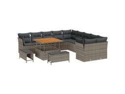 Conjunto 13 Conjunto De Sofá De Jardim Vidaxl Cinzento Vime Pe (100 X 100 X 71 Cm)