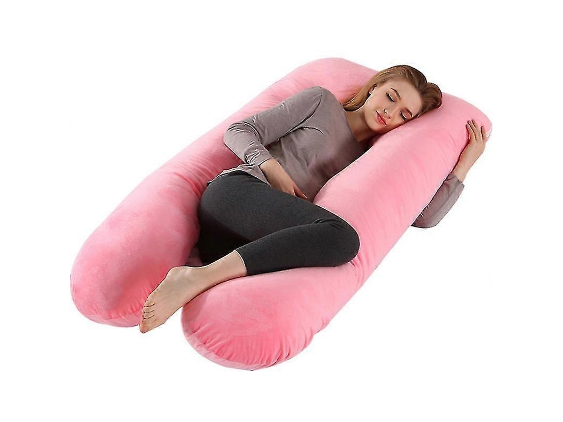 Travesseiros De Gravidez Em Formato De U 130x70 Cm Travesseiro Corporal Para Gravidez Em Lã Coral Macia Para Mulheres Grávidas Que Dormem De Lado, Tra