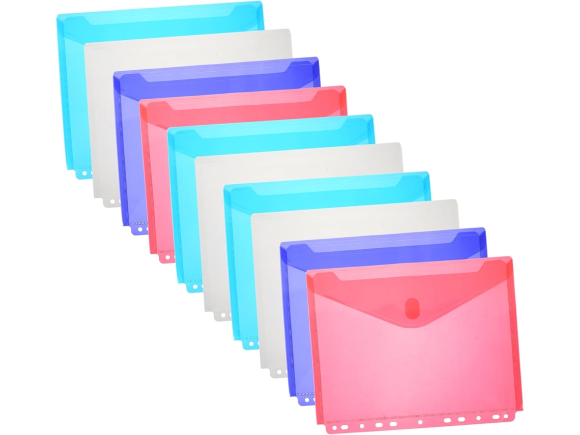 Conjunto De 10 Pastas De Escritório Com Botão, Envelopes Plásticos Reutilizáveis Para Organização Pr Gokoco