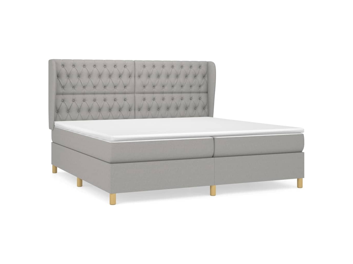 Cama com Molas/colchão 200x200 Cm Tecido Cinza claro MAISON EXCLUSIVE