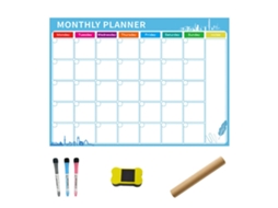 Calendário apagável para geladeira, calendário magnético para quadro branco, planejador mensal/semanal, organizador semanal Slowmoose (LGL)