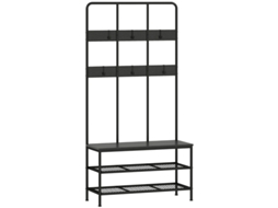 Vestiário 3 Em 1, Gancho, Bancadeira, Sapato, Metal, Aglomerado, Preto Cs