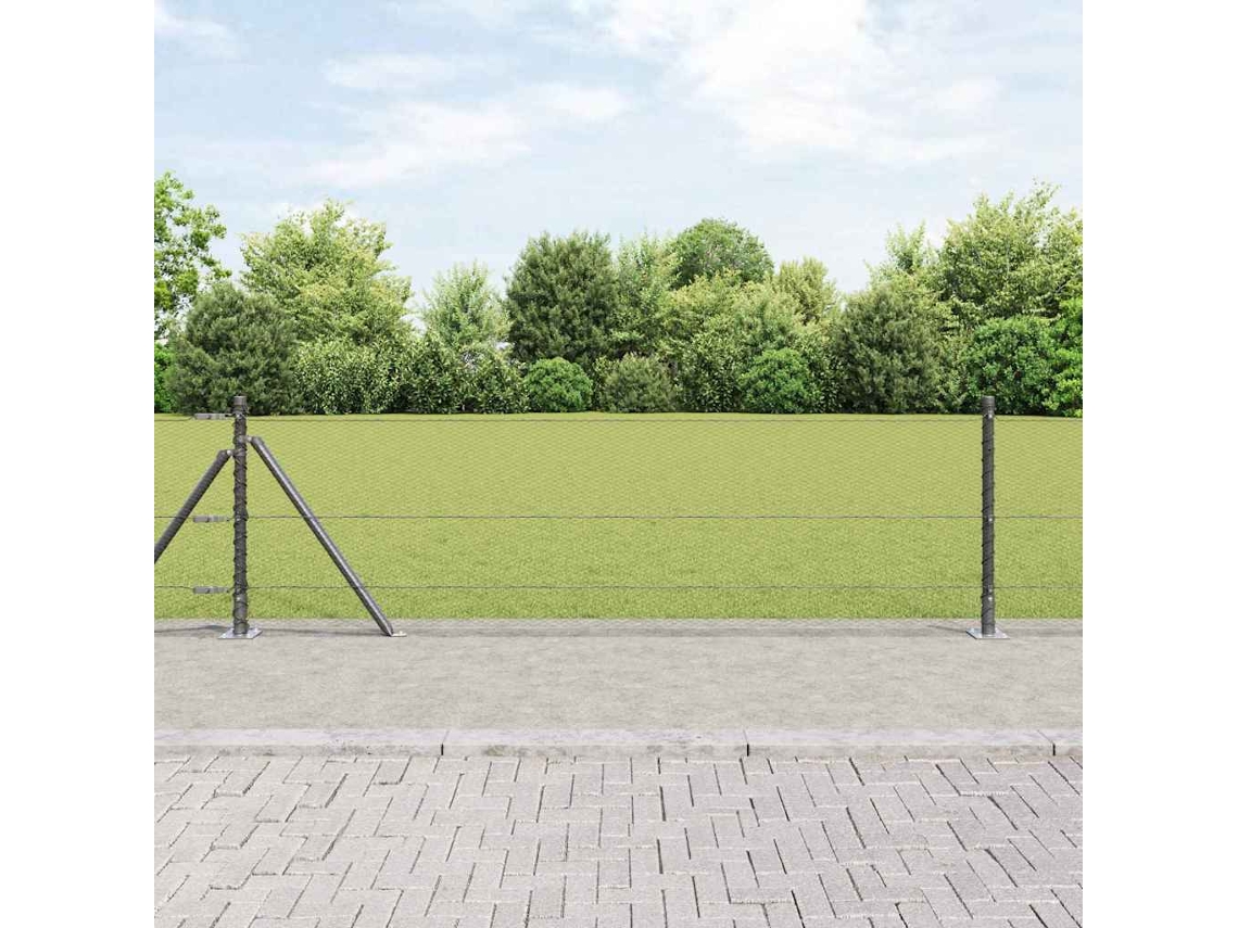 Vidaxl Cerca Hexagonal Com Base De Concreto 10 X 0,4 M Cinzento Malha