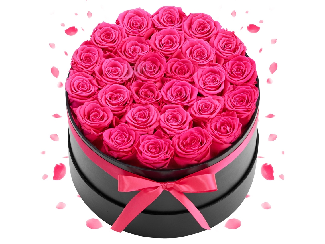 27 Rosas Eternas Em Caixa Redonda Preservadas Rosa Vermelha 227 X 227 X 140 Mm Vevor