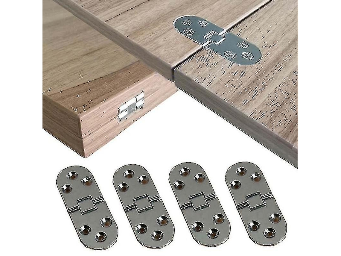 4 Bisagras Plegables de Aleación de Zinc para Muebles, Mesas Y Puertas de Armario, Montaje Flush, Plata