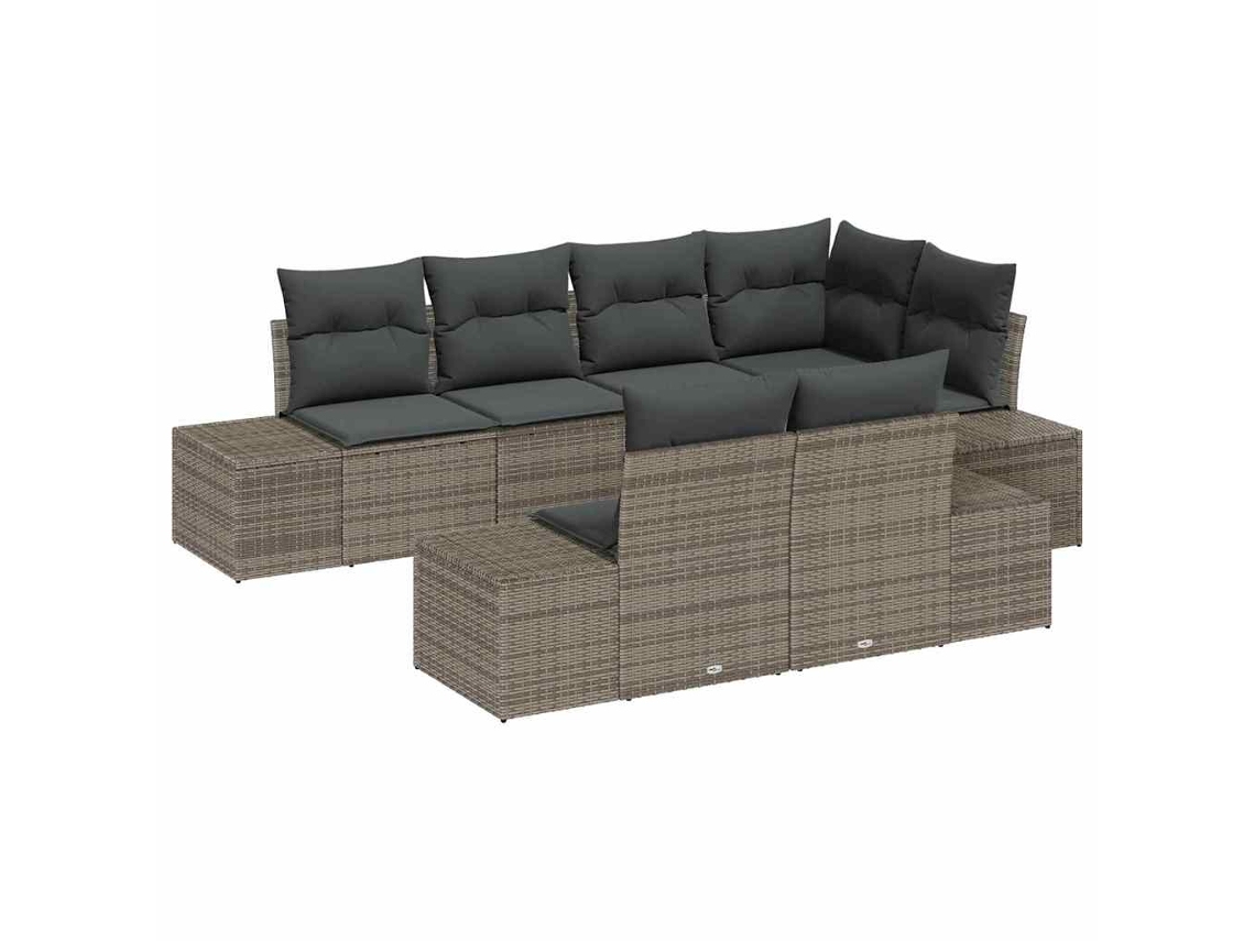 Maison Exclusive - Conjunto De Sofá De Jardim 7 Pcs Cinzeto Vime Pe