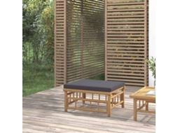 Vidaxl Apoio De Pés P/ Jardim Bambu Com Almofadão Cinzento-escuro