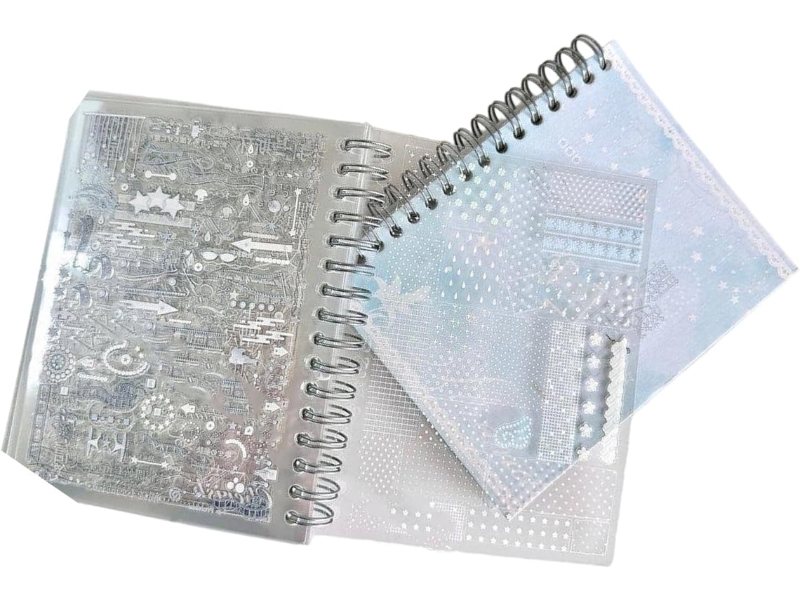 Livro De Adesivos Transparentes Dupla Camada Com 32 Folhas Para Scrapbooking, Decoração De Diários, Dupla Face