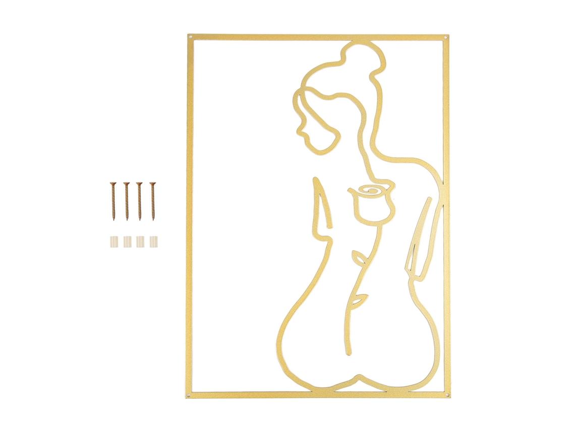 Decoração de Parede Arte Linha Única Feminina Ferro Dourado Ambientes S/MARCA