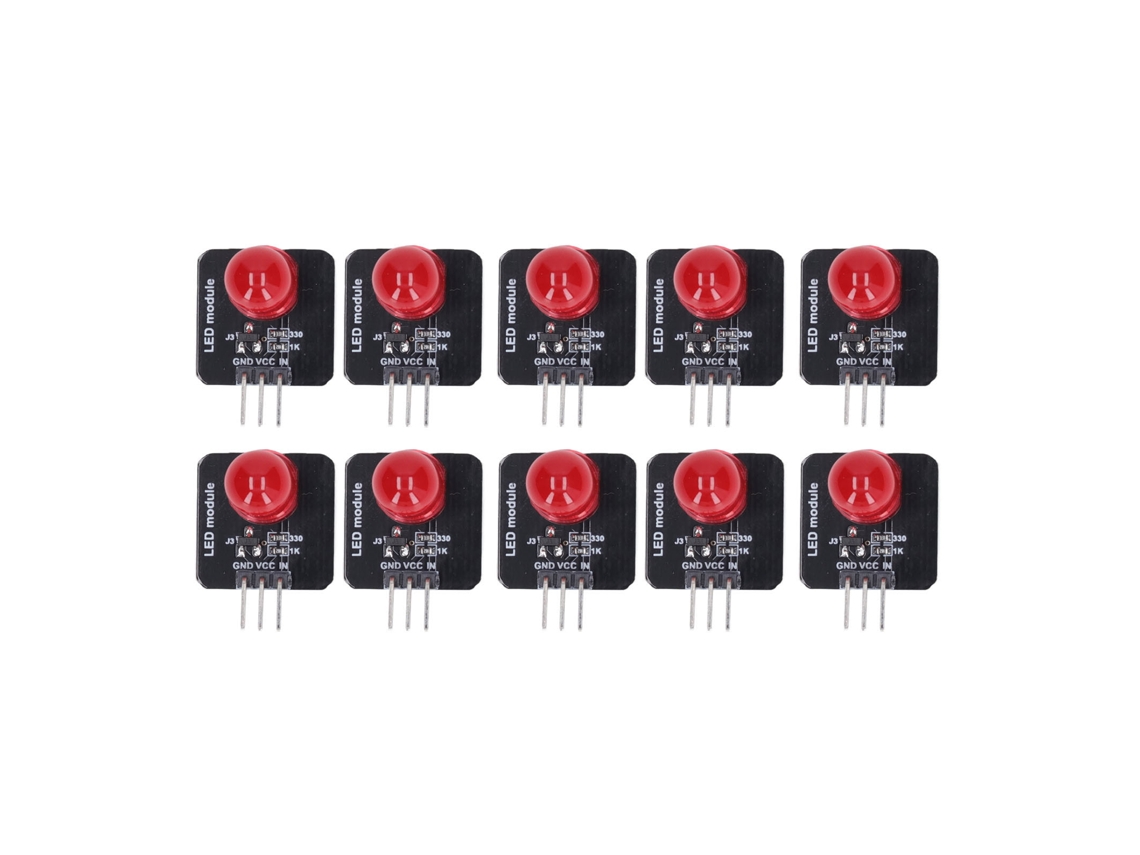 10 módulos LED 10mm 3.3V 5V chip lâmpada decorativa para casa MRB050A vermelho