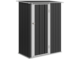 Abrigo de Jardim 1,07m² 142x84x189cm Abrigo de Jardim de Aço Galvanizado com Porta Fechadura e Orifícios de Drenagem Cinza