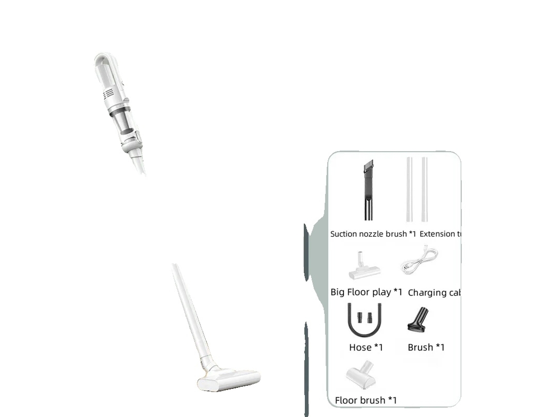Aspirador De Pó Portátil, Sucção Poderosa, Luz Led, Branco