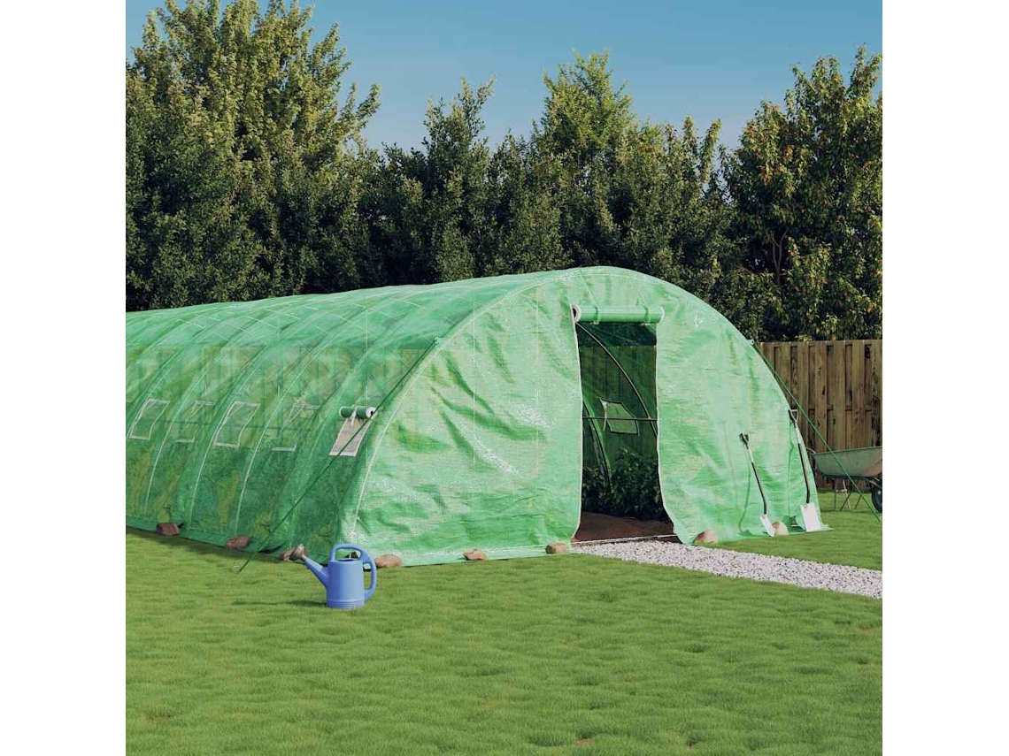 Vidaxl Estufa Com Estrutura De Aço 70 M² 14x5x2,3 M Verde