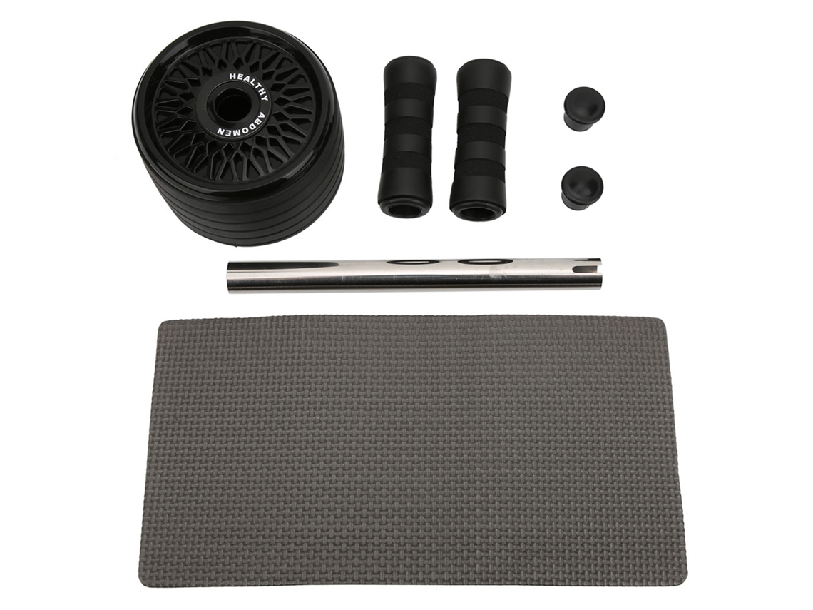 Ab Wheel Abdominal Training Roller Esponja Alça Cintura Exercício Equipamento Ginásio Força Power Fitness Preto Slowmoose