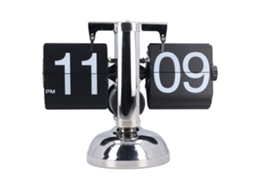 Reloj De Mesa De Volteo Mecánico Vintage Digital Batería Ajustable Acero Inoxidable Negro